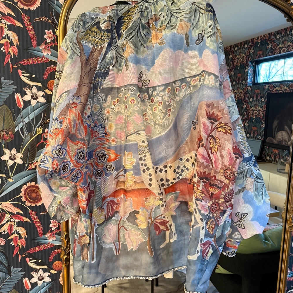 Zimmermann Multicolor Floral Long Sleeve Dress with Bow - Picture 2 of 7